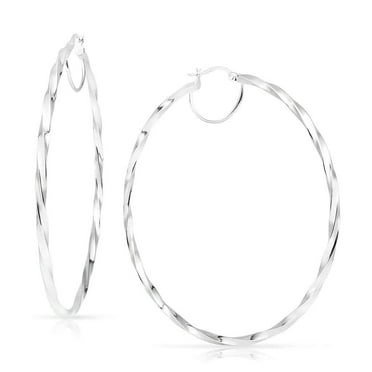 G&H Fashion Rhodium Plated 32mm Classic Click-Top Hoop Earring G&H Fashion Rhodium Plated 32mm Classic Click-Top Hoop Earring